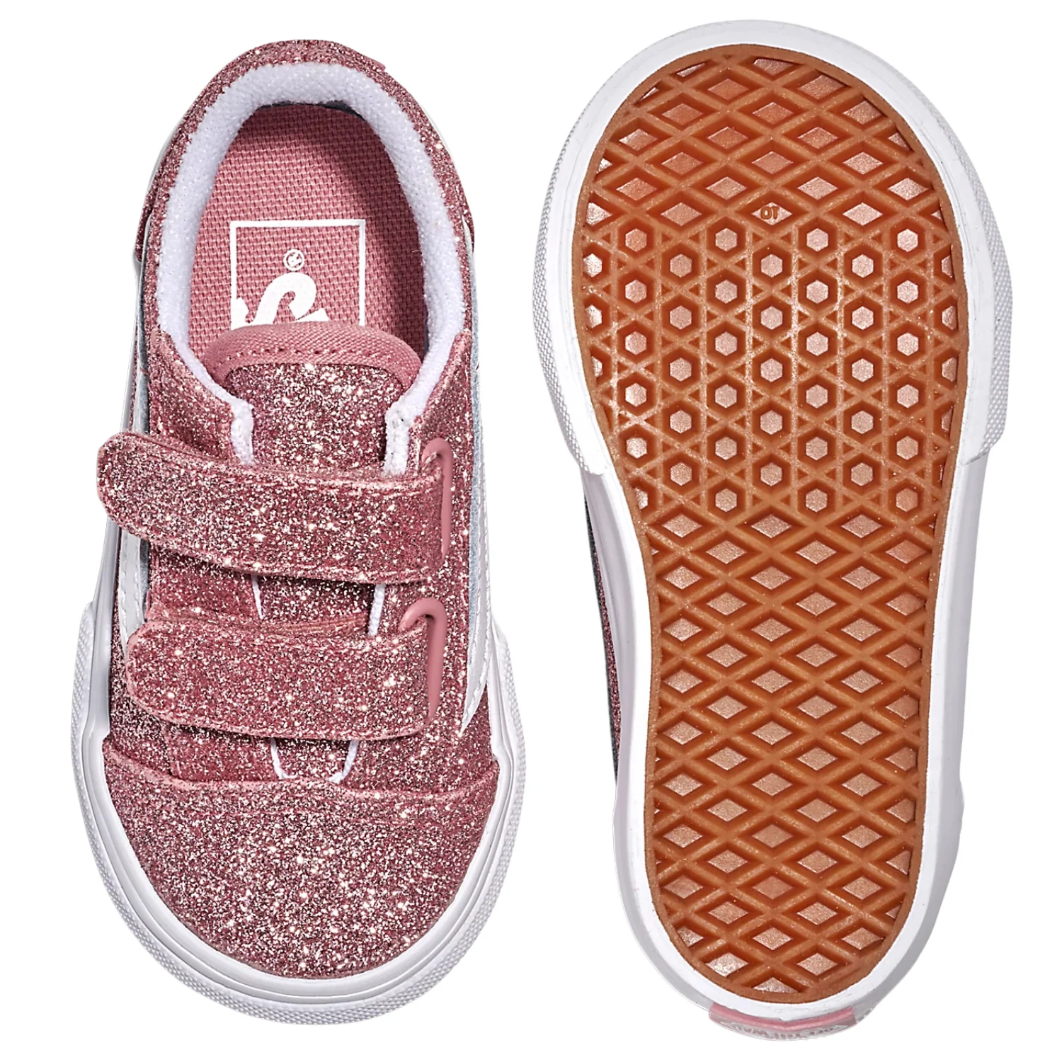 Vans Old Skool V Glitter Rose Gold Shoes - Kids - Image 3