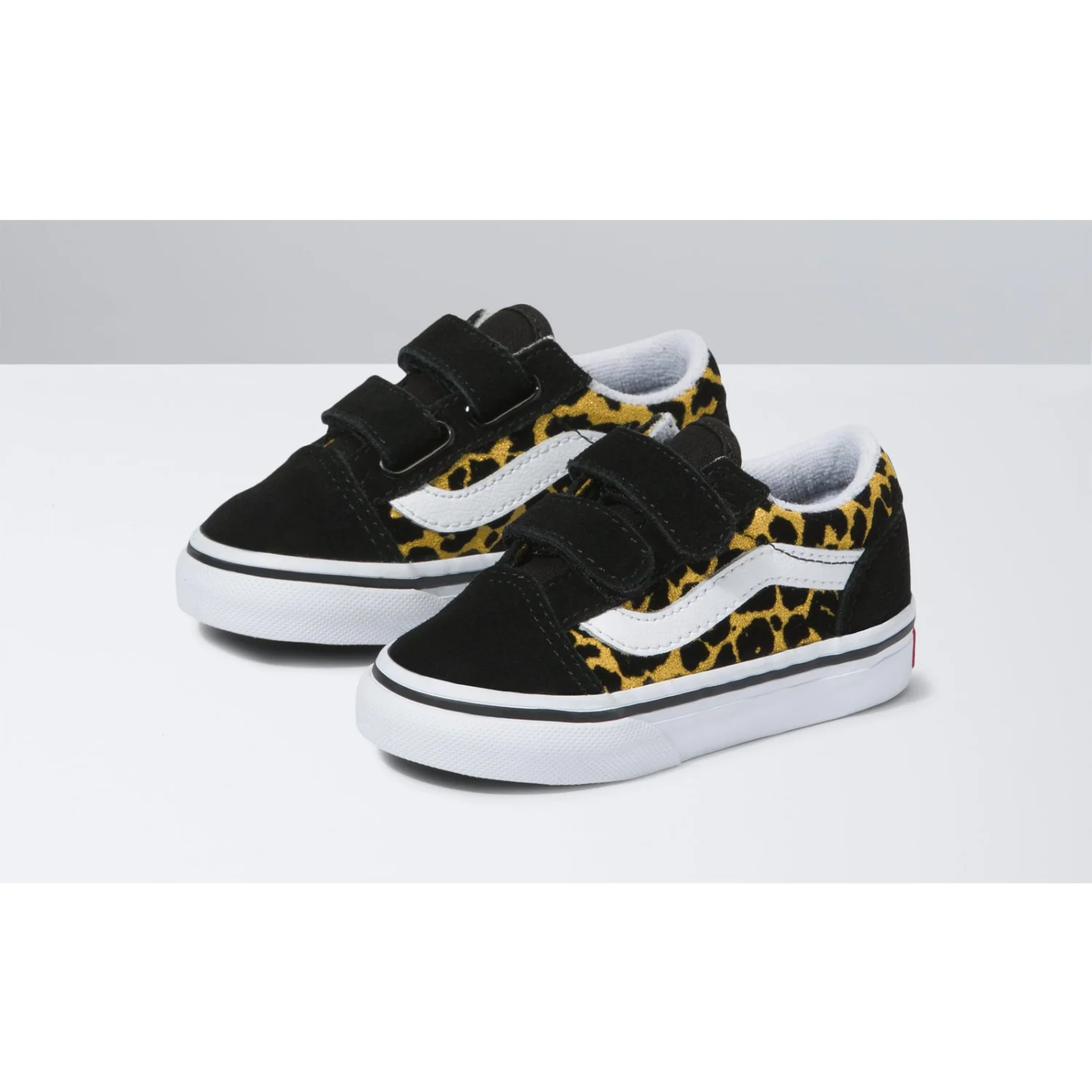 Vans Old Skool V (Flocked Leopard) Black/True White - Toddler - Image 2
