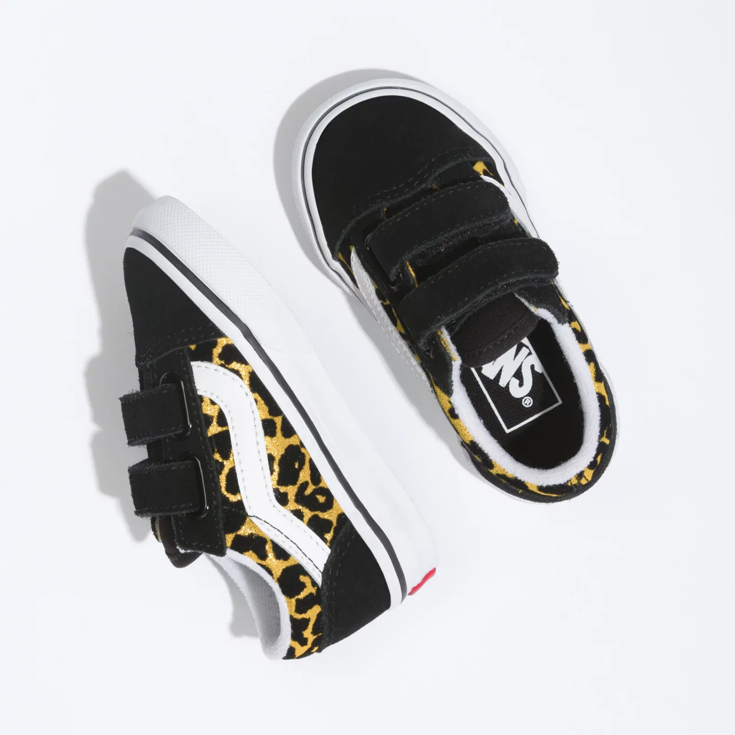 Vans Old Skool V (Flocked Leopard) Black/True White - Toddler - Image 3